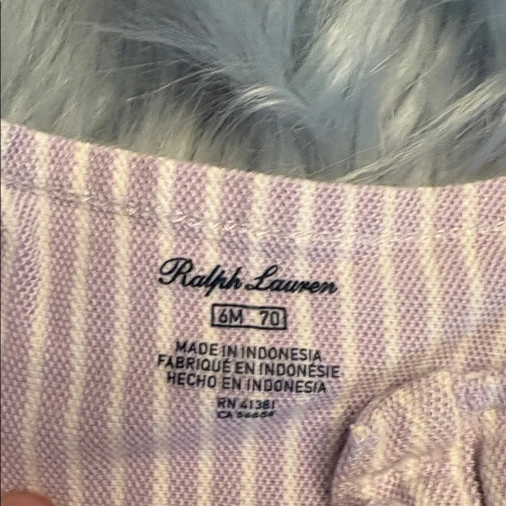 Ralph Lauren Lavender Striped Short Sleeve Shorts Onsie Sz 6M